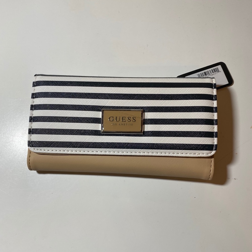 Brand New Guess Navy Stripe Wallet